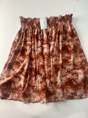 NWT LuLaRoe 2XL Sophia Tie-Dye Rust & Cream Elastic Waist Skirt